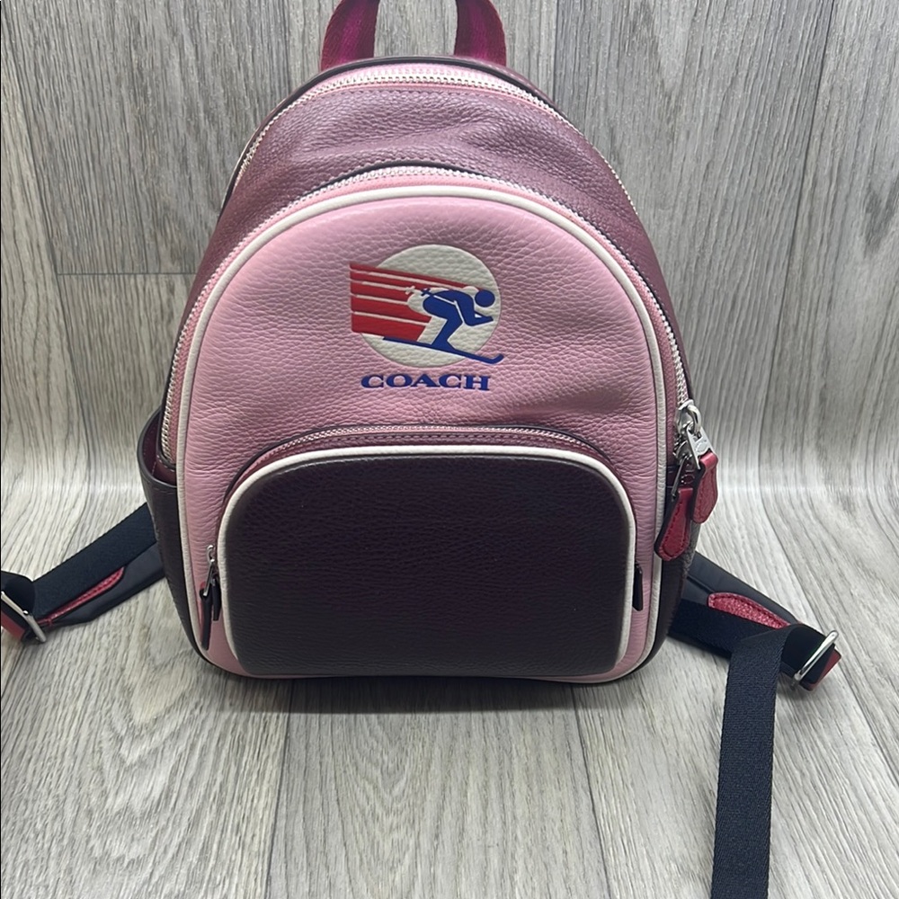 Coach Pink and Burgundy Leather Mini Backpack